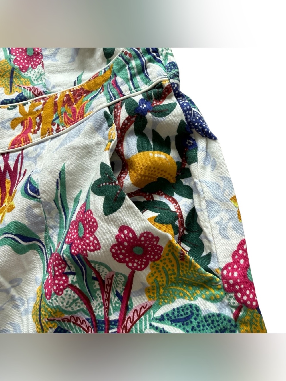 Maeve Anthropologie Botanical Lemon Print Cutout Wide Leg Jumpsuit 6 Maximalist - Picture 8 of 16